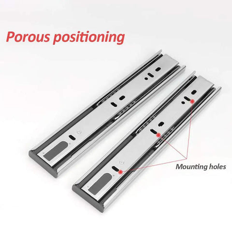 Beefy Stainless Steel Drawer Slides With Soft Close And Full Extension, Three Section Damping Track, 50 Cm Length, 2 Pack