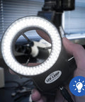 Kick It Up With This Hella Bright 144 Led Ring Microscope Light Featuring A Super Smooth Dimmer Switch Slick Adjustable Illuminator for hands-on use.