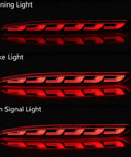 Straight Swap Led Rear Bumper Brake Lights With Sequential Drl Turn Signal Lamps For 2020 To 2023 Tesla Model Y red lighting effects displayed