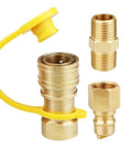 3/8 Inch Natural Gas Quick Connect Fittings, 100 Percent Solid Brass LP Gas Propane Hose Quick Disconnect Kit, Gas Grill Quick Connector Adapter