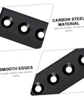 Beefy Barn Door Track Connector And Splice Plates, black carbon steel material, smooth edges detail.