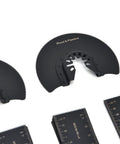 Heavy Duty Oscillating Saw Blade Kit With High Carbon Steel Blades For Woodworking shown with labeled blades.