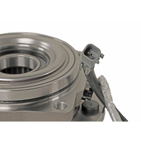 Close-up of Heavy Duty Front Wheel Bearing And Hub Assembly For 2017 To 2019 Ford F 250 And F 350 Super Duty 4wd with connector.