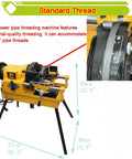 Built Tough Electric Pipe Threader Machine Combining Cutting Trimming And Threading For One Half To Three Inch NPT BSPT Water Gas Pipes And Electrical Conduits Working Like A Charm On 220V  pipe threader with measurements and pipe thread capacity