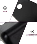Detailed view of black iron corner guards from Black Iron Corner Guards For Cabinets And Speakers, Tough As Nails Heavy Duty Metal Corner Protectors That Are Easy To Disassemble, Stage Ready Edge Protection For Tables Desks And Gear, Set Of Eight.
