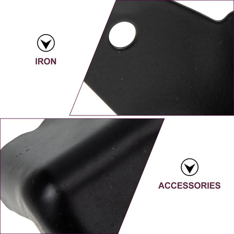 Detailed view of black iron corner guards from Black Iron Corner Guards For Cabinets And Speakers, Tough As Nails Heavy Duty Metal Corner Protectors That Are Easy To Disassemble, Stage Ready Edge Protection For Tables Desks And Gear, Set Of Eight.