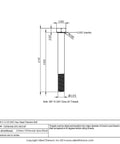 3/8 16 X 3 1/2 Inches Grade 2 Titanium Hex Head Bolt drawing, detail of threads for corrosion resistant fasteners.