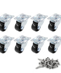 1 Inch Diameter Swivel Caster Wheels With Rubber Base And Rectangle Top Plate Bearing Heavy Duty 8 Pack Load Capacity 20 Kg Each Ideal For Furniture Equipment Carts Cabinets And Industrial Use