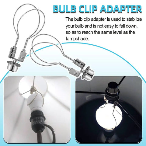 Clip On Lampshade Adapter With Finial Included Durable Metal Lamp Shade Holder For Clip On Light Bulbs Silver Finish