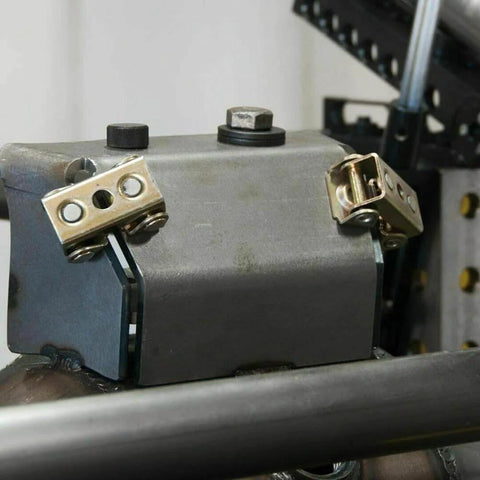 Heavy-Duty Adjustable Magnetic Welding Clamps 4-Pack, V-Type Fixture Holder For Round, Flat, And Angled Metal in use on steel