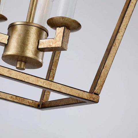 Close-up of Three Light Openwork Lantern Pendant For Stairways Entries Kitchen Islands And Foyers in Nickel Finish showing frame detail.