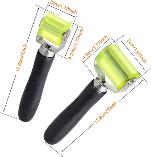 Two Size Car Sound Deadening Roller For Auto Audio Install PU Wheel Seam Roller With Wooden Handle Noise Insulation Roller for Heat Abatement Mats