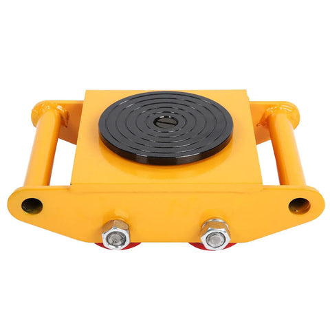 Rugged Heavy Duty Machinery Mover Dolly For Moving Heavy Equipment 6 Ton Load, front view showing steel build and powder coat finish.