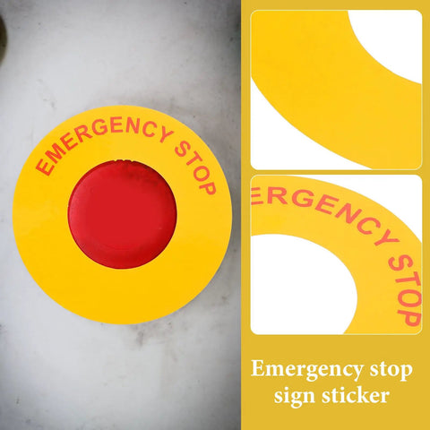 Emergency Stop Sticker Set For Machinery And Generators, Peel And Stick Safety Warning Signs, 10 Pack, 62mm Diameter