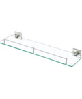 Stainless Steel Glass Bathroom Shelf 1 Tier Wall Mount Brushed Finish Rustproof, 6mm Tempered Clear Glass, angled view