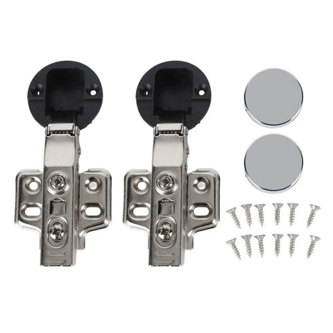 Stainless Steel 201 Glass Door Damping Hinge With Hydraulic Soft Close System For Cabinets And Bookcases, screws and caps