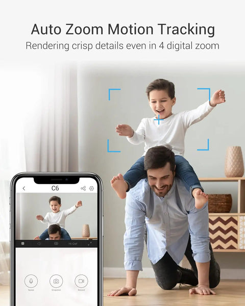 4MP Indoor Camera With Pan Tilt For Baby And Pet Monitoring, AI Human And Pet Detection, Wave Hand Recognition, Voice Activity Alerts, Starlight Color Night Vision, 2.4/5 GHz Dual Band WiFi, C6