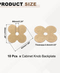 Ten Piece Vintage Flower Brass Cabinet Backplates Set For Doors, Drawers, Cabinets And Closets 1 Inch Decorative Gasket Hardware, size details.