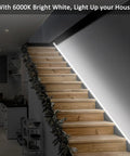 Illuminated staircase with RGB Neon Rope Light 50 Feet LED Strip For Indoor Outdoor Use Linkable Up To 150 Feet 120V IP67 Waterproof