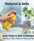 Hand using Two Pack 6.1 Ounce Anti Rust Lubricant And Rust Remover Spray on metal tool in a home setting.