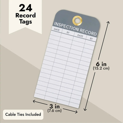 Equipment Inspection Tags 24 Pack 6 by 3 Inches White PVC Waterproof and Rip-Resistant With Eyelets and Cable Ties