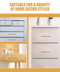 Solid Aluminum Cabinet Handles for Wardrobe and Drawer Two Pack Small Gold Pulls on white and wooden dressers