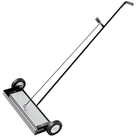Heavy Duty Magnetic Sweeper Push Type With Release, 24 Inch Sweeping Width, Cleans Up To 6 Lb Of Metal Debris On Shop Floors, 48 Inch Handle For Easy Maneuvering, Rugged Magnet Cleaner For Nails Bolts Screws And Steel Shavings