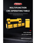 Heavy Duty Hydraulic Rebar Straightening And Cutting Machine 4-14mm Steel Bar Processor For Construction Sites integrated CNC operating table in yellow, designed for automation and easy operation.