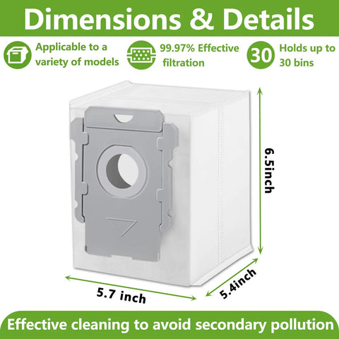 Product dimensions for 25 Pack Replacement Vacuum Bags For Roomba I7 I7 Plus I8 I8 Plus J6 J6 Plus J7 J8 S9 S9 Plus Clean Base.