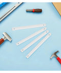 Rock Solid Side Mounted Double Row Ball Bearing Drawer Slides Heavy Duty Three Stage Triple Extension Cold Rolled Steel Smooth As Butter Quiet Glide For Cabinets Includes Three Sets Built To Last with tools on blue background.