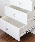 Open drawers showing Noiseless 20 Inch Full Extension Drawer Slides With Soft Close Ball Bearing Heavy Duty Side Mount Rails