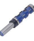 Top Pick Spiral Flush Trim Router Bit For Woodworking Pros With Tungsten Carbide Blades And 1/2 Inch Shank To Cut Smooth Edges Fast, blue and silver design, 1/2 inch shank.