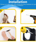Installation steps for Ceiling Mounted Fishing Rod Rack Holder With Soft Protective Pad, Heavy Duty Steel Storage Organizer For Garage Or Basement