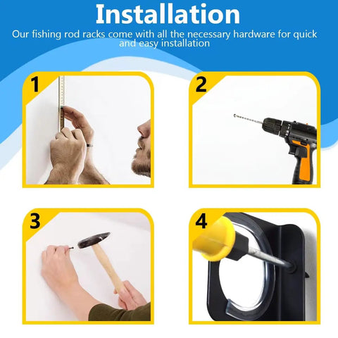 Installation steps for Ceiling Mounted Fishing Rod Rack Holder With Soft Protective Pad, Heavy Duty Steel Storage Organizer For Garage Or Basement