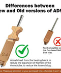Differences between new and old 0.4mm nozzles for AD5X; information on compatibility and heat absorption features.
