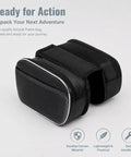 Dope Durable Bike Frame Bag For Long Rides, 20x16x6cm Canvas Frame Storage with Zipper, Black with White Edges, Wear-Resistant