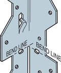 Heavy Duty Framing Angle Brace 1 7/16 X 2 1/2 Inches 18 Gauge Steel Zmax Galvanized Finish with bend lines and mounting holes.