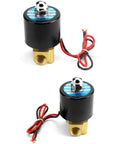 1/4 Inch NPT Brass Electric Solenoid Valve 12VDC Normally Closed 2-Pack For Water Air Gas Fuel And Oil With Viton Gasket.
