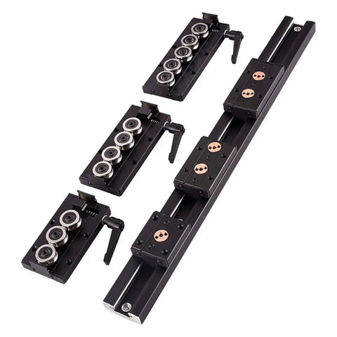 Built In Heavy Duty Double Axis Linear Motion Guide With SGR10N And SGB10 Two Color Roller Bearing Slide Rail For Precision Motion In DIY CNC Projects And Robotics One Piece, black metal rail set