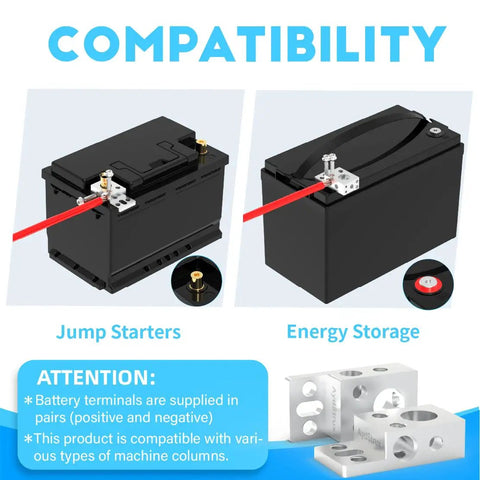 Compatibility of Heavy Duty 13 Way Battery Power Distribution Block With M8 M6 M4 Threaded Studs for RV Marine Automotive Solar Batteries.