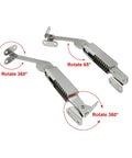 Two Pack Heavy Duty Spring Lid Support Hinges For Left And Right Doors, Nickel Plated Iron Rust Resistant Lid Stay, showing rotation angles.
