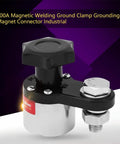Heavy Duty Welding Ground Clamp With Rock Solid Magnetic Grip Delivers Stable 200A Power For Flat Or Round Iron Surfaces On Industrial Machines Ensuring Clean Arcs And Zero Downtime During Your Next Big Metalworking Project, featuring magnetic connector and durable material.