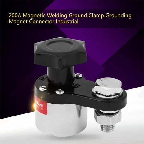 Heavy Duty Welding Ground Clamp With Rock Solid Magnetic Grip Delivers Stable 200A Power For Flat Or Round Iron Surfaces On Industrial Machines Ensuring Clean Arcs And Zero Downtime During Your Next Big Metalworking Project, featuring magnetic connector and durable material.