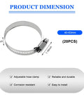 20-piece stainless steel worm-gear hose clamp set, 40–63 mm (1.5–2.5 in) adjustable clamps.