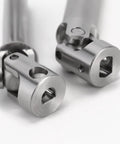 Stainless steel drive shafts for RC crawlers, designed for TRX4M Defender, featuring precision fitment and rust resistance.