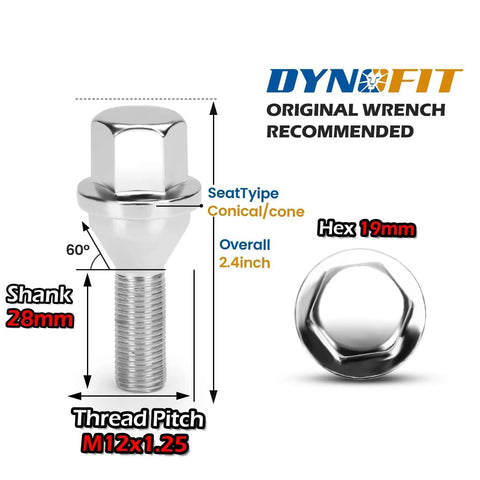 Top Shelf 20 Pcs Slick Chrome Lug Bolts For Jeep And Dodge Wheel Setup Compatible With Renegade Compass Cherokee Aluminum Rims 12X1.25 Thread 19Mm Hex Socket Upgrade 19mm hex and 28mm shank chrome lug bolt