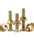 Close-up of Heavy Duty M6 Flat Round Head Hex Socket Screws With Flange Nuts Kit Zinc Plated Allen Bolts M6x10 20 Pack Or 50 Pack