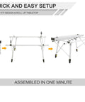 Assembly steps of Foldable Outdoor Picnic Camping Table With Adjustable Height Aluminum Legs And Roll Up Top, Silver Finish