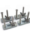 Solid Zinc Aluminum T-Track Hold Down Clamps Set perfect for CNC Router woodworking jobs and 3018 Pro engraving machines, featuring 5 sturdy clamps.