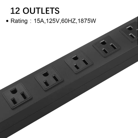 Metal Wall Mount Power Strip With 12 Wide Spaced Outlets Beefy Aluminum Mount Socket With Switch 10 Foot 14 AWG Power Cord